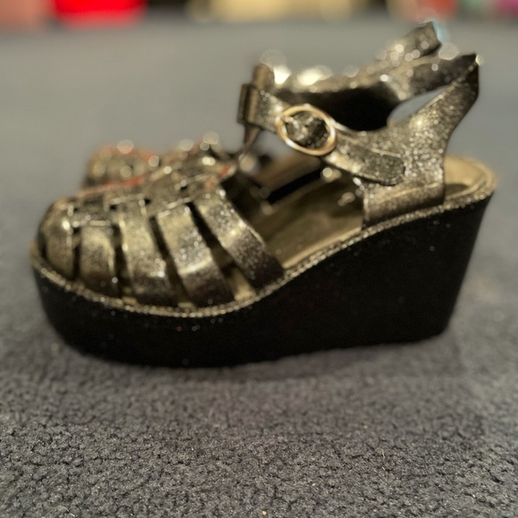 Like new black glitter jelly wedges. - Picture 2 of 4